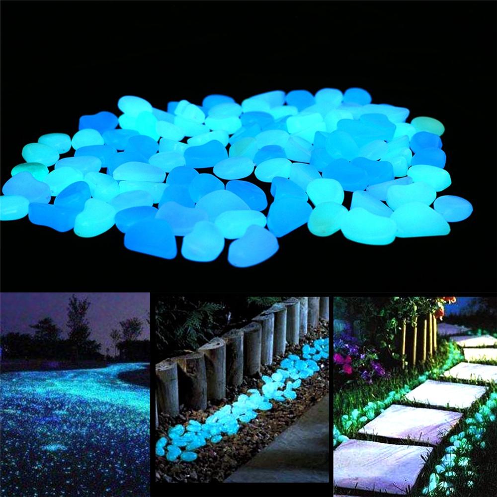 100Pcs Garden Luminous Glowing Stone Glow In The Dark Pebble Garden Path Fish Tank Pool Bar Decoration Luminous Luminous Stones