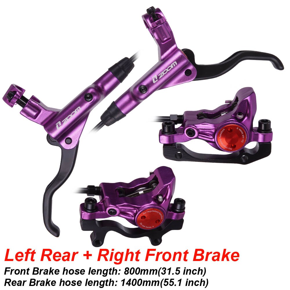 MTB Road Bike Hydraulic Disc Brake Calipers Front Rear 800/1400mm Mountain bike Kit Bicycle Oil Pressure Disc Brake Set: LR RF Brake Purple