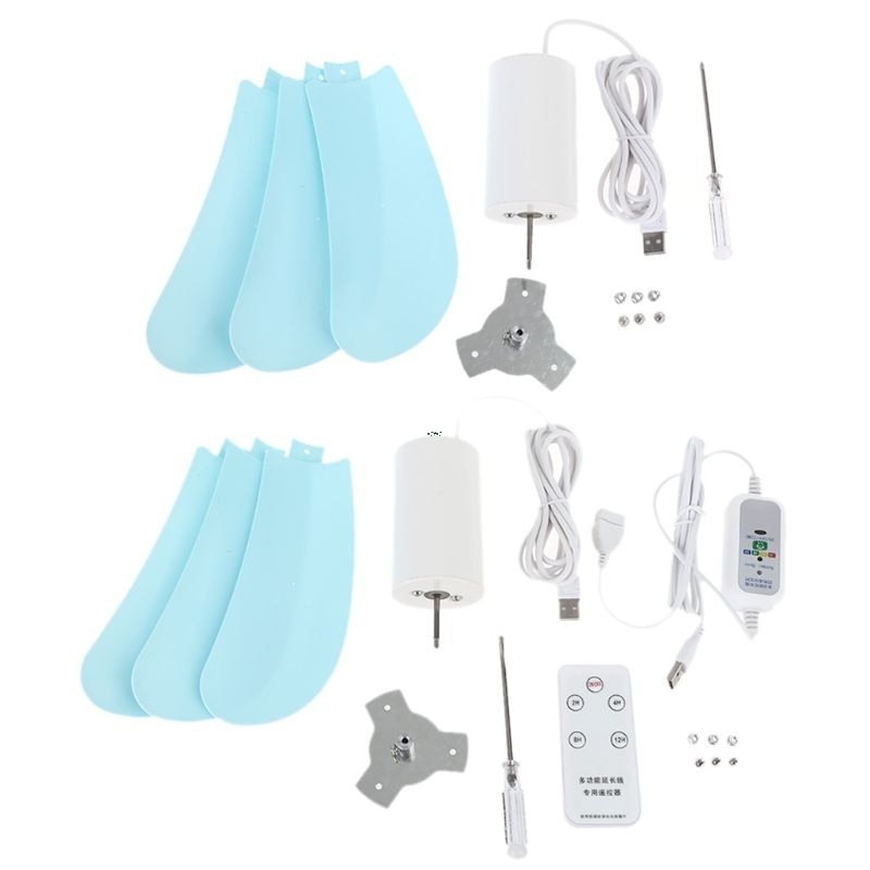 Universal 5V USB Powered Remote Control Timing Ceiling Fan Air Cooler Hanging Fan for Dormitory Bed Camping Outdoor Tent Picnic