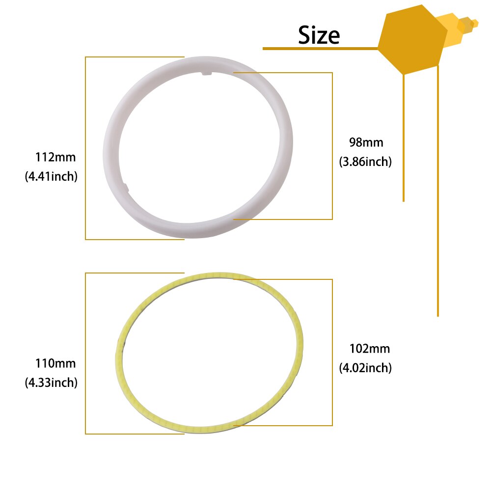 Phares de moto à LED COB Angel Eyes, anneaux Halo en coton 12V APP 60mm 70mm 80mm 90mm 95mm 100mm 110mm 120mm 2 pièces: 110MM