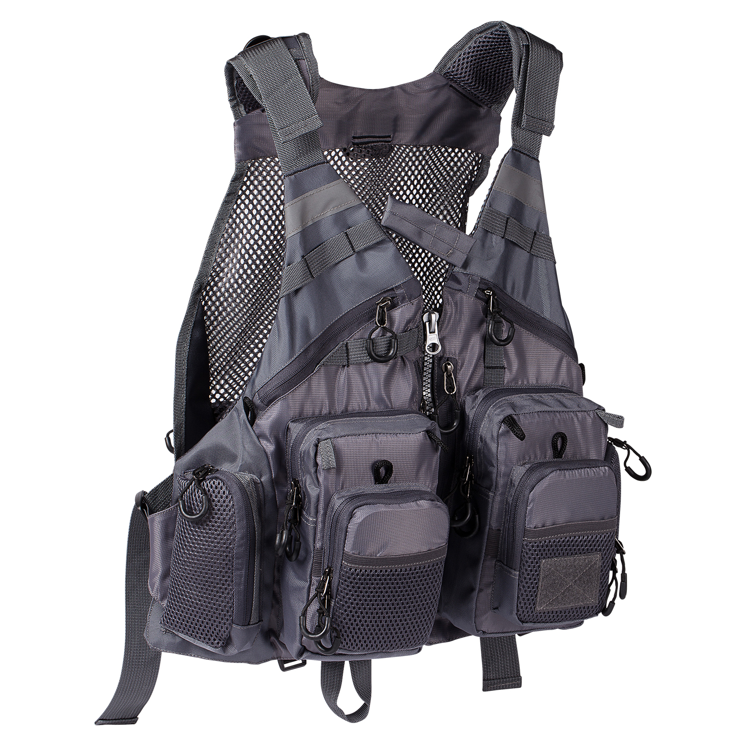 Bassdash Adjustable Fishing Vest: Gray
