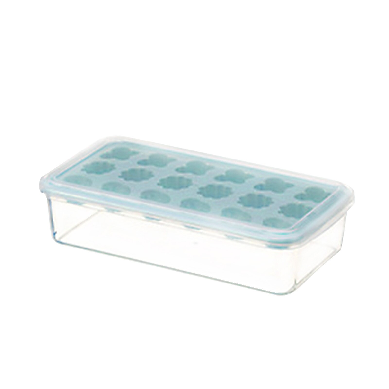 25# Ice Cream Mold Homemade DIY Cartoon Flower Ice Tray Multi-cell Ice Maker Juice Whiskey Ice Cube Tray With Lid Kitchen Tool: Blue 