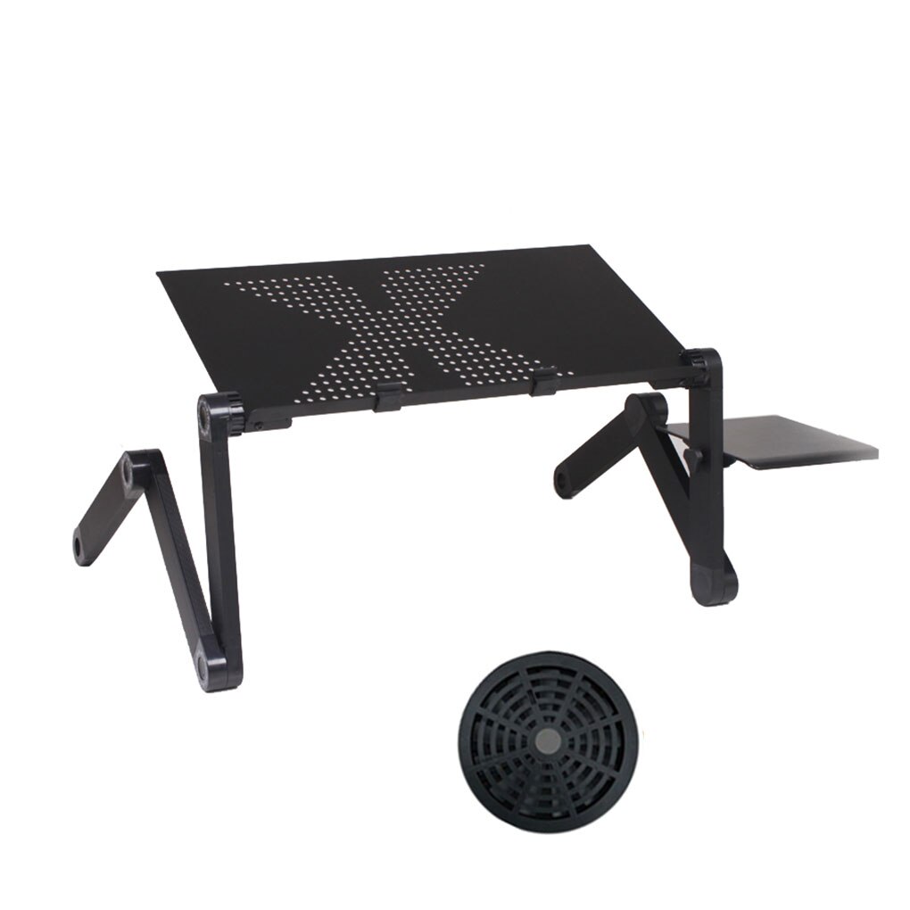 Adjustable Laptop Desk Stand Portable Metal Ergonomic Lap Desk For TV Bed Sofa PC Notebook Table Desk Stand With Mouse Pad: black 01