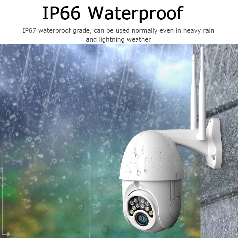 1Pc 10 Led Full-Color Nacht 1080P 2MP Ptz Draadloze Wifi Ip Camera Outdoor Waterdichte 200W Pixel Wall Mount Camera