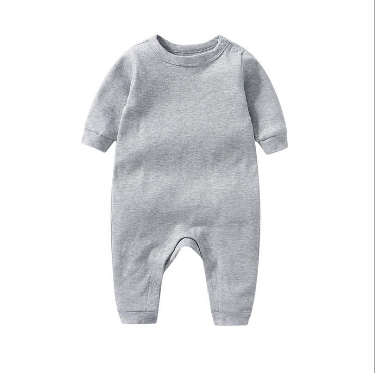 Schouder Buttonslong Mouwen Effen Colorinfant Pasgeboren Baby Girlschunky Katoen Jumpsuits: gray / 9m