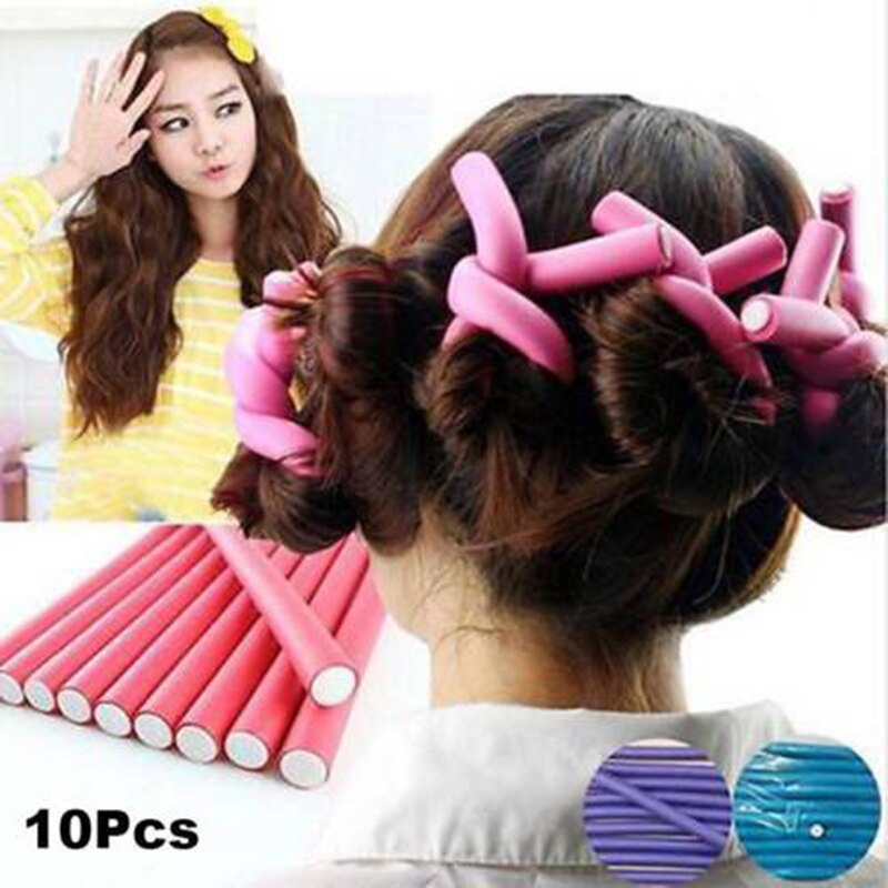 Outil de bigoudis magiques pour cheveux, rouleaux de cheveux bouclés doux à faire soi-même, boucles pour cheveux, rouleaux de coiffure en éponge, boucles pour cheveux, J19, 10 pièces/lot