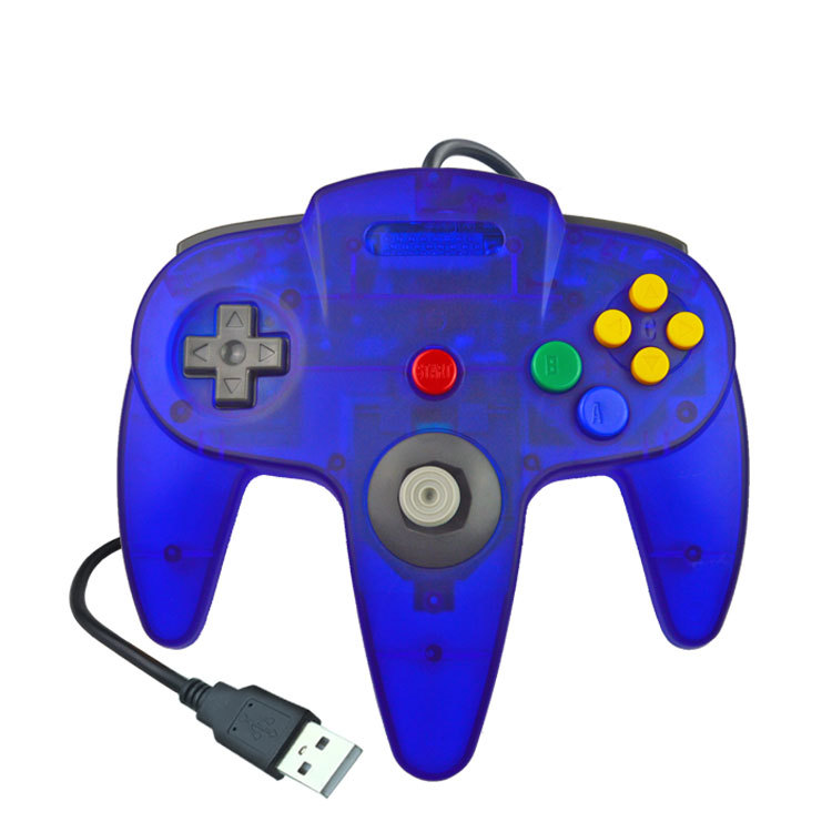USB Wired Gamepad for Nintendo 64 Host N64 Controller Joystick for For Classic Nintendo 64 Console Games for Mac Computer PC: Transparent Blue