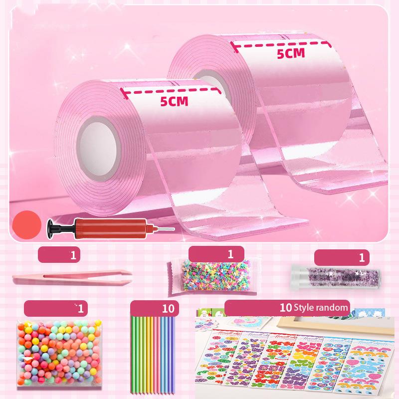 Pegamento Nano PET para amasar música, burbujas que soplan, juego completo de Nano cinta, pasta de doble cara, juguetes de descompresión de burbujas, pegatina: Plata