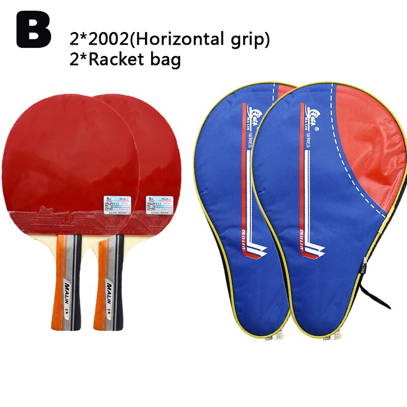 Malin Pure Wooden Table Tennis Racket Horizontal Grip and Straight Grip Novice Training Racket with Racket Bag: B