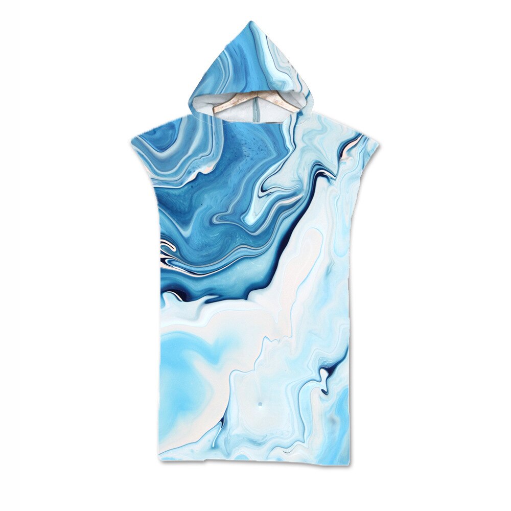 Fluss Gold aufbringen Mikrofaser Gedruckt Mit Kapuze Strand Schlecht Handtuch Für Erwachsene freundlicher Schnell Trocken Schwimmen Schwimmbad Poncho Mantel Bademantel: S / Silber