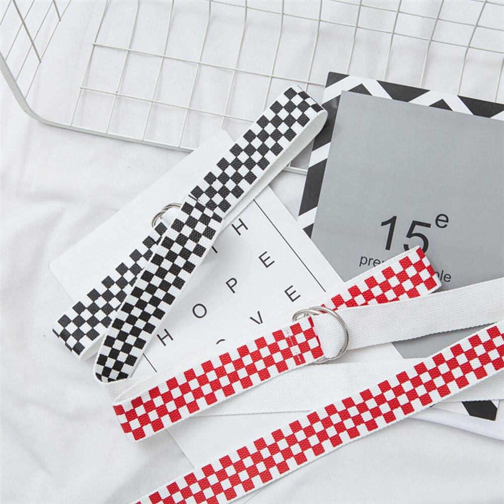 Women's Checkerboard Belt Canvas Waist Belts Cummerbunds Waistband Casual Checkered Black White Plaid Belt