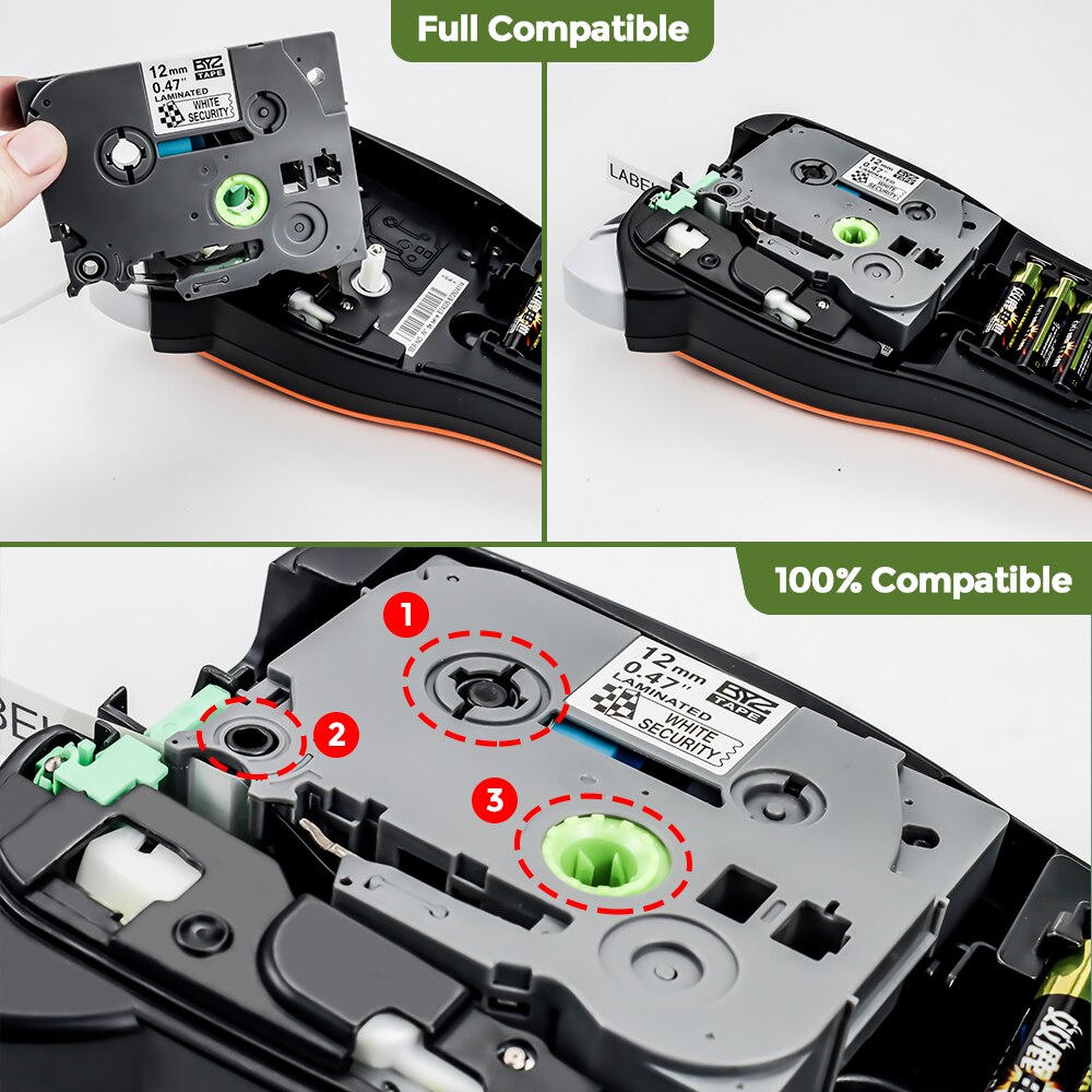 2PK HSe-241 Hs 241 Zwart Op Wit Krimpkous Buizen Label Tape Voor Brother HSe241 Touch PT300 ST1150 PT1750 Label maker 17.7Mm