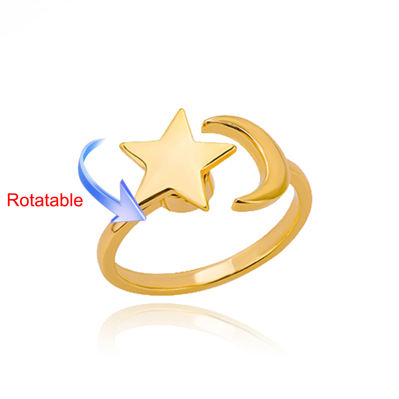 Four Clover Rotating Anxiety Rings for Women Gold Color Adjustable Stainless Steel Wedding Ring Aesthetic Jewelry anillos: green