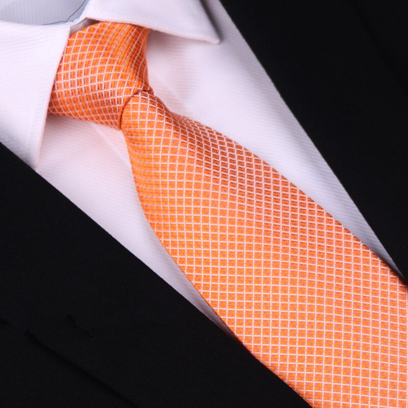 Mannen Stropdas 8Cm 100% Zijde Blauw Mode Plaid Business Huwelijksgeschenken Voor Heren Accessoires Formele Kleding Stropdas: Oranje