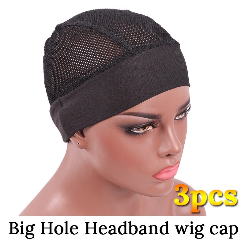 Plussign Wig Cap Hair Net Elastic Headband Wig Caps For Making Wig Mesh Dome Cap Mesh Cap Adjustable Magic Sticker Hook 5Pcs/Lot: bigholeHeadbandCap3