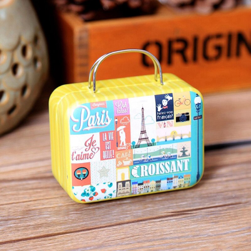 Mini cajas de música de creativas, Maleta Retro, caja de música, caja Musical de colores, accesorios de decoración para el hogar, 1 ud.: Paris Style