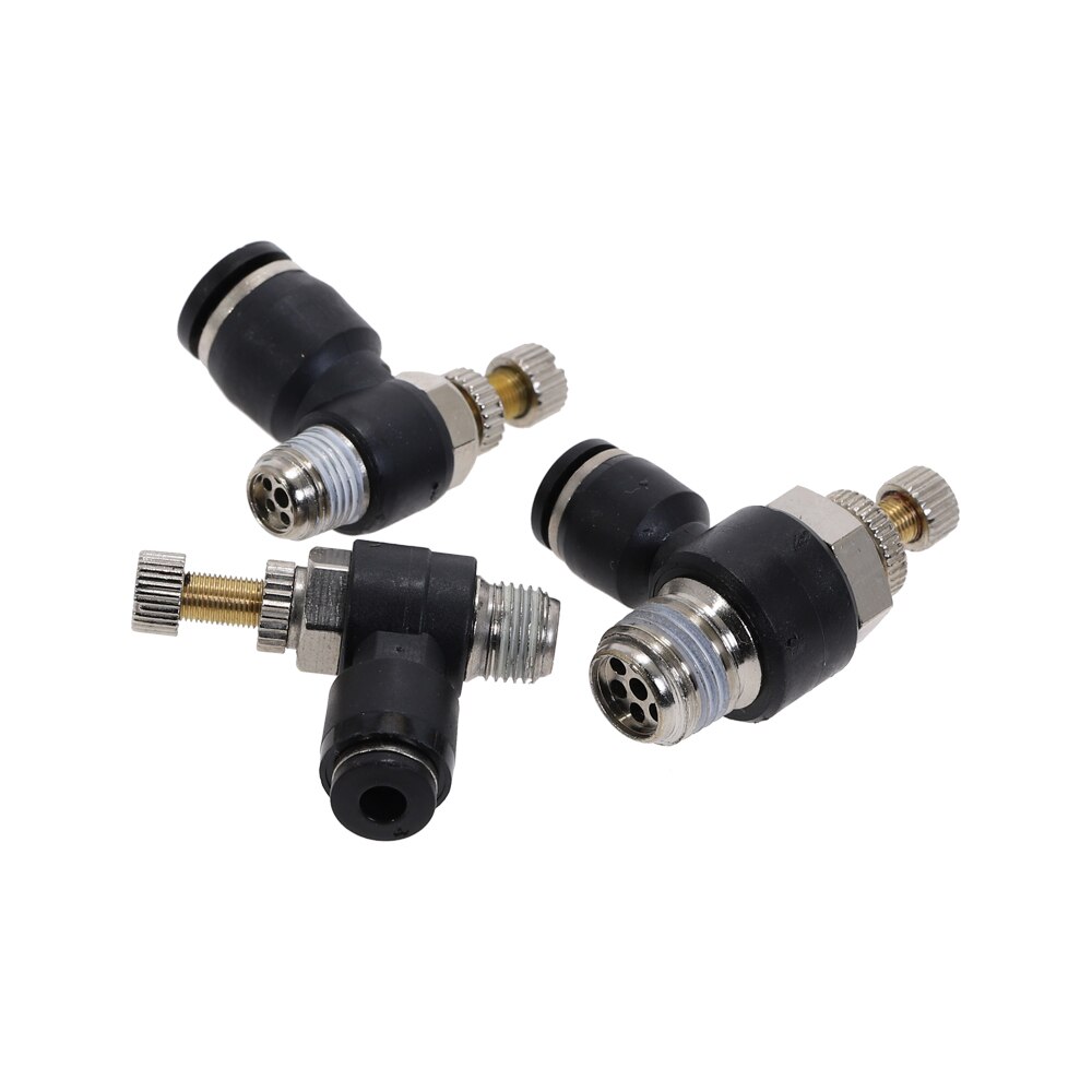 Throttle Valve L Type Quickly Inserted Pneumatic Joint Fittings SL4 6 8 10 12MM-(M5" 1/8" 1/4" 3/8" 1/2") Black