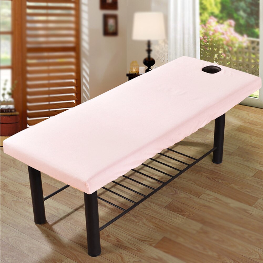 Solid sofadæksel forreste hul blød genanvendelig all-round wrap wrap firkantet hoved monteret massage polyester lagen elastisk salon: Lyserød