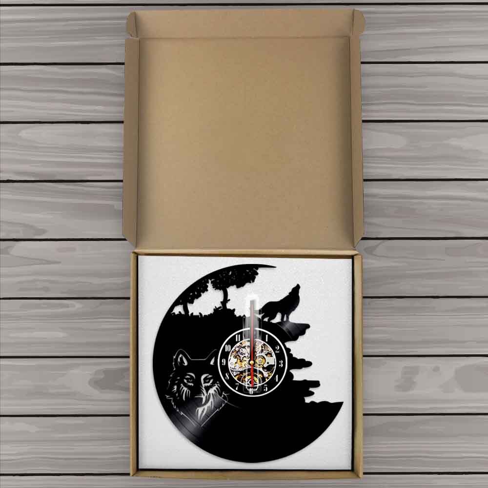 Wolf Vinyl Record Wall Clock Classic Home Decor Animals Handmade CD Time Clock Relogio De Parede Wolf Lover