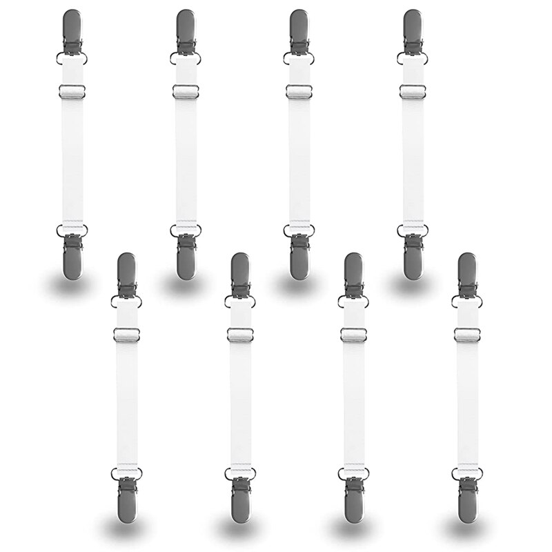 Napinacz prześcieradła, regulowany robić prześcieradła bez zmarszczek (8 sztuk), elastyczny napinacz arkuszy premia z metalowy klips: Default Title