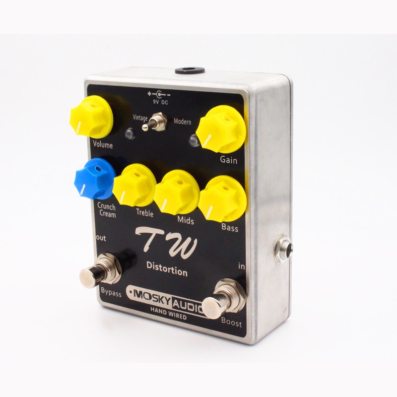 MOSKY TW Distortion Guitar Effect Pedal with Capacitors/Resistors/IC Three Band EQ Effects True Bypass Full Metal Shell