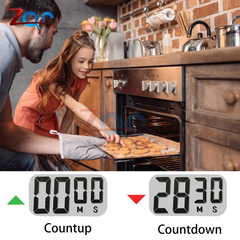LCD Digital Timers Kitchen Timer Cooking Timer Count Up Down Alarm Clock 24 Hours with Stand White Blue Green Pink
