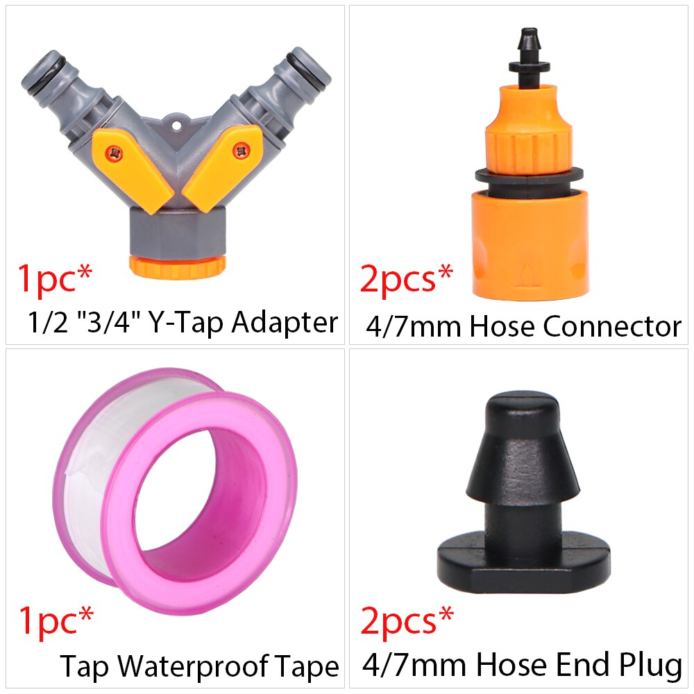 Trädgård droppbevattning vattenkran kopplingssats 1/2 " 3/4 " hangänga nippelskarv 4/7mm slang snabbadapter bevattningsverktyg: G