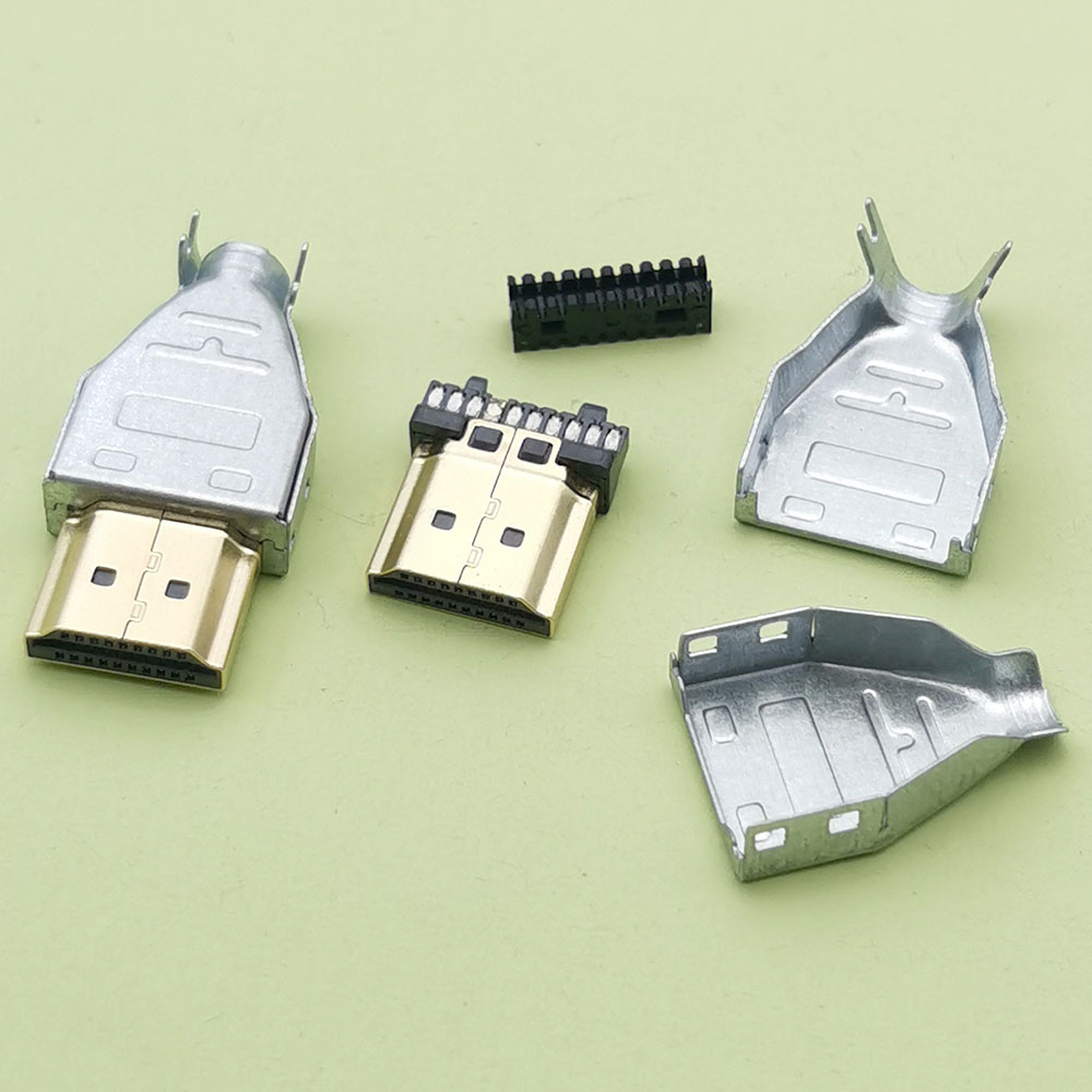 10pcs DIY HDMI-compatible Plug Connector kits Solder Wire Welding Connectors 20P HD DIY Male Plug Metallic housing