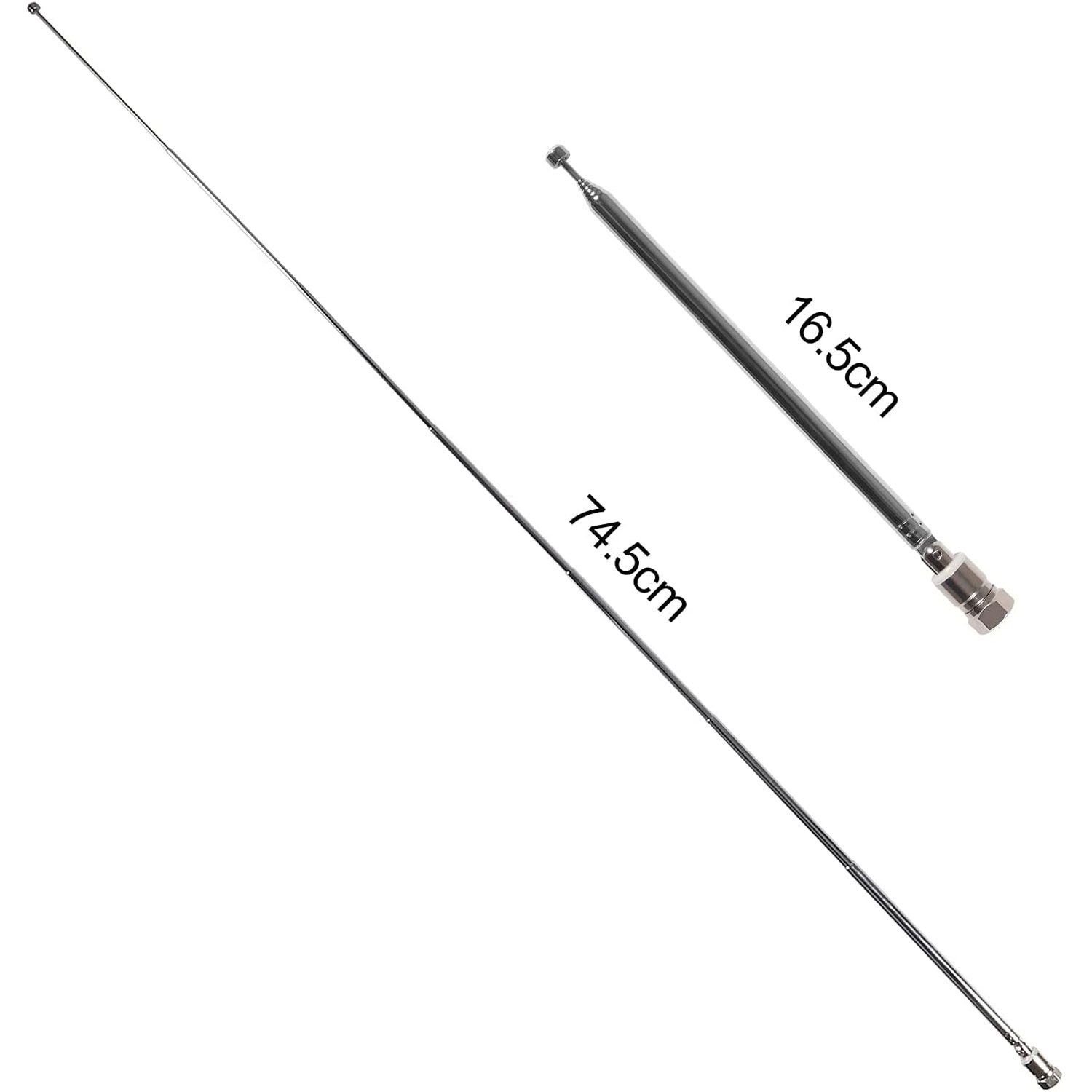 Antena de Radio FM telescópica para interior, Conector de enchufe macho tipo F de 75 ohmios con adaptador para TV, receptor estéreo de Radio AM
