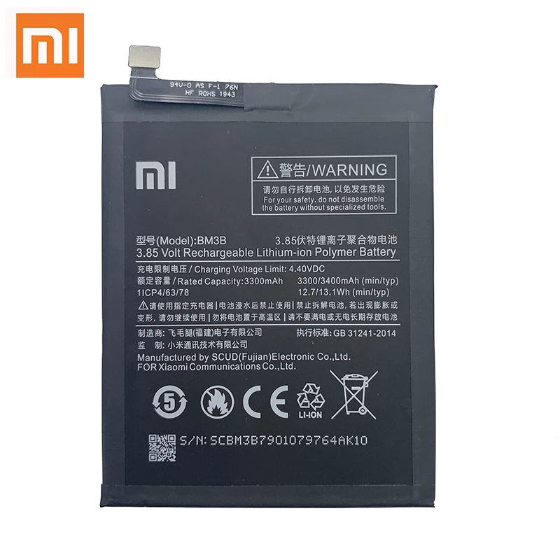 Xiao Mi 100% Original Battery BM3B For Xiaomi Mix 2 2S Mix2S 3400mAh High Capacity Rechargeable Phone Replacement Batteria Akku