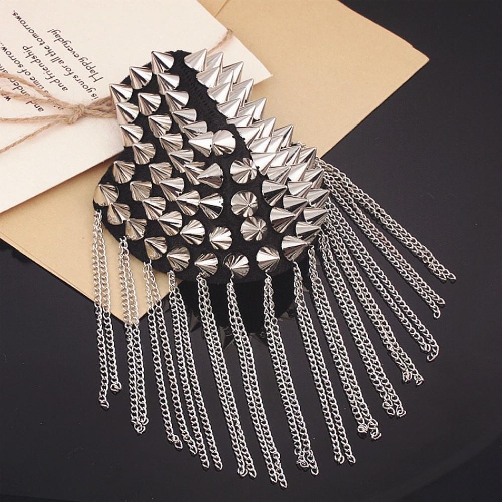 1 Paar Klinknagel Epaulette Broche Punk Stijl Schouder Bling Pak Decoratie Kleding Accessoires voor Mannen Vrouwen: Antiek Messing