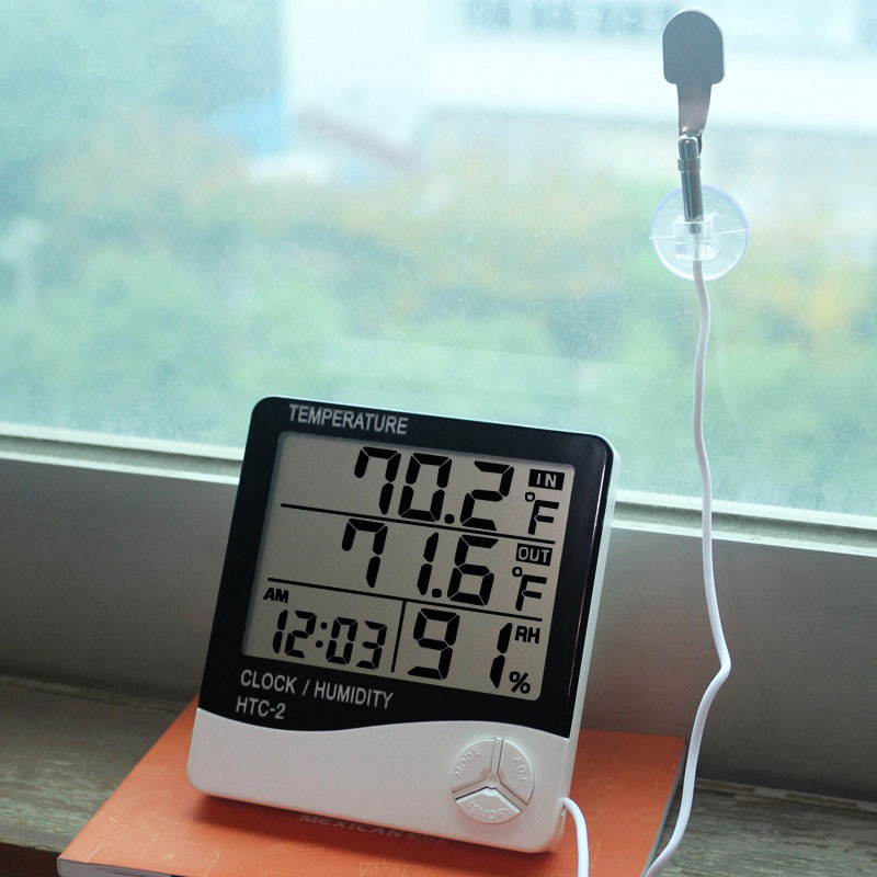 Mini Digitale LCD Indoor Handig Temperatuursensor Vochtigheid Meter Thermometer Hygrometer Gauge Voor HTC-2 LCD