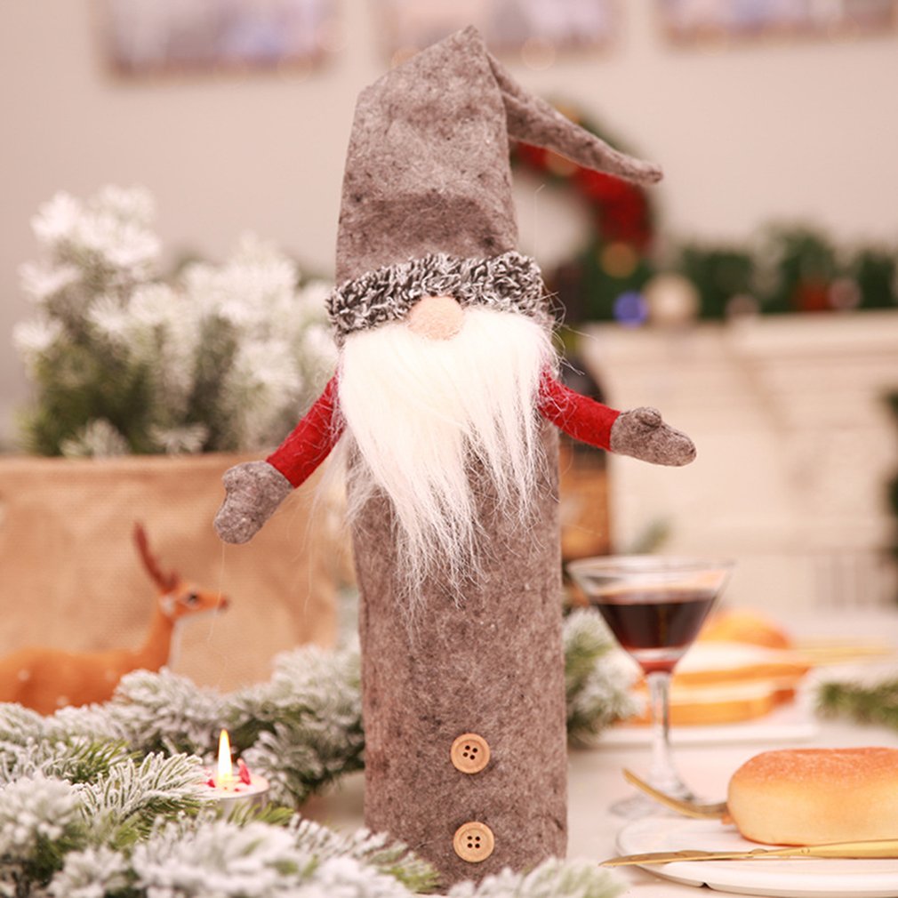 Juledekoration julemanden alf flaske dækker festival år middagsselskab julepynt til hjemmet: Default Title