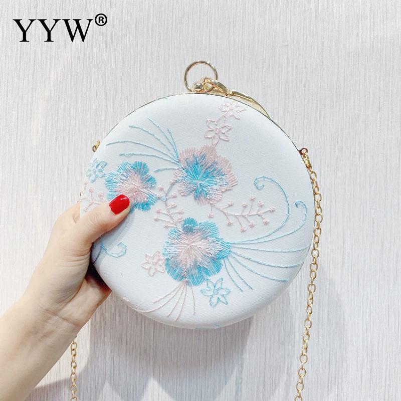 Cerchio Anello Da Sposa Pochette Royal Blu del Sacchetto di Frizione Pochette Ricamata Rotonda Strass Floreale di Cerimonia Nuziale Della Borsa E Borsa: turquoise green