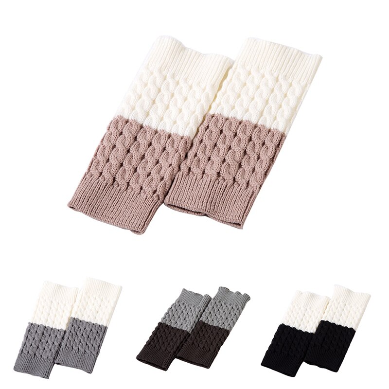 Varme sokker dame vintertrekk sko støvel sokker patchwork støvel mansjetter termisk akryl strikket
