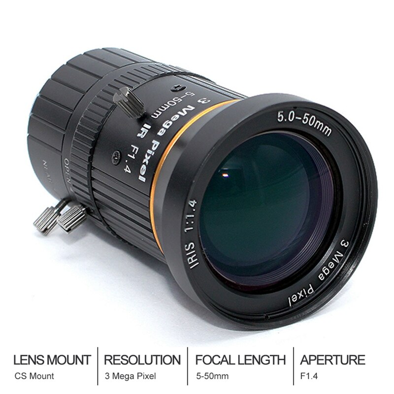 1/2.5 -zoll 3mp c-mount-zoomobjektiv für die raspberry pi hq-kamera mit imx 5-50mm 477 sensor, inklusive c-cs-adapter