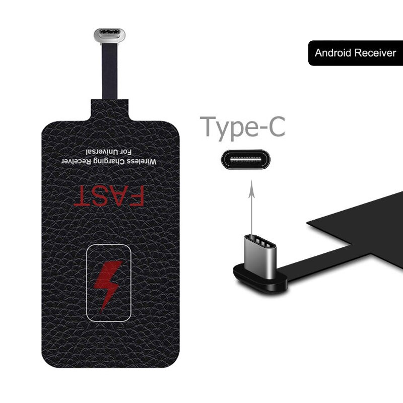 Receptor de Cargador Inalámbrico Qi para cargador, 5V/2A, 10W, tipo C, USB-C, para Xiaomi, Samsung, Huawei