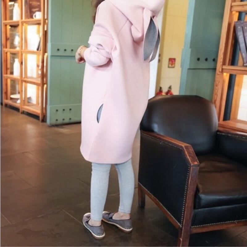 Sudadera con capucha de maternidad vestido de invierno de gran tamaño camisa de manga larga en el párrafo largo suelto suéter grueso abrigo de marea Linda