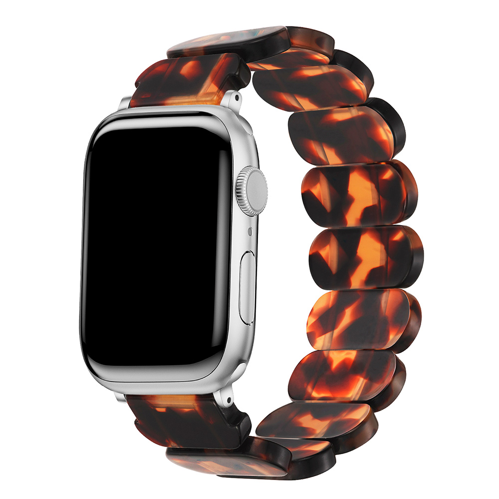 Resin strap for Apple watch band 38mm 40mm 41mm 42mm 44mm 45mm 49mm Resin elastic force Strap correa iwatch series 9 8 7 SE 6 5: Black Yellow / 14mm