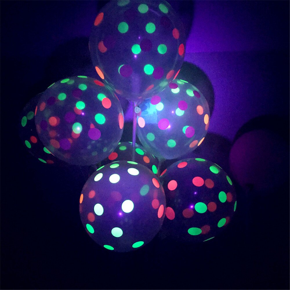 50/100Pcs 12inch Neon Luminous Balloons UV Blacklight Reactive Balloons Fluorescent Star Dot Wedding Birthday Party Decoration