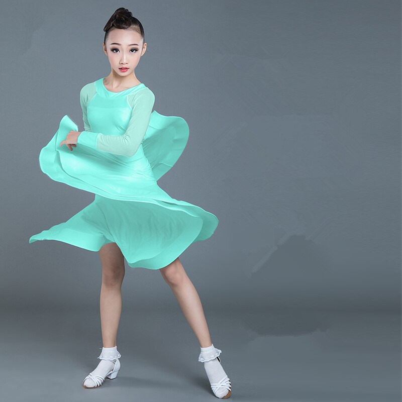 Latin Dance Costume Children's Practice Girls Costumes Children's Lace Competition Dress Dance Skirt Winter