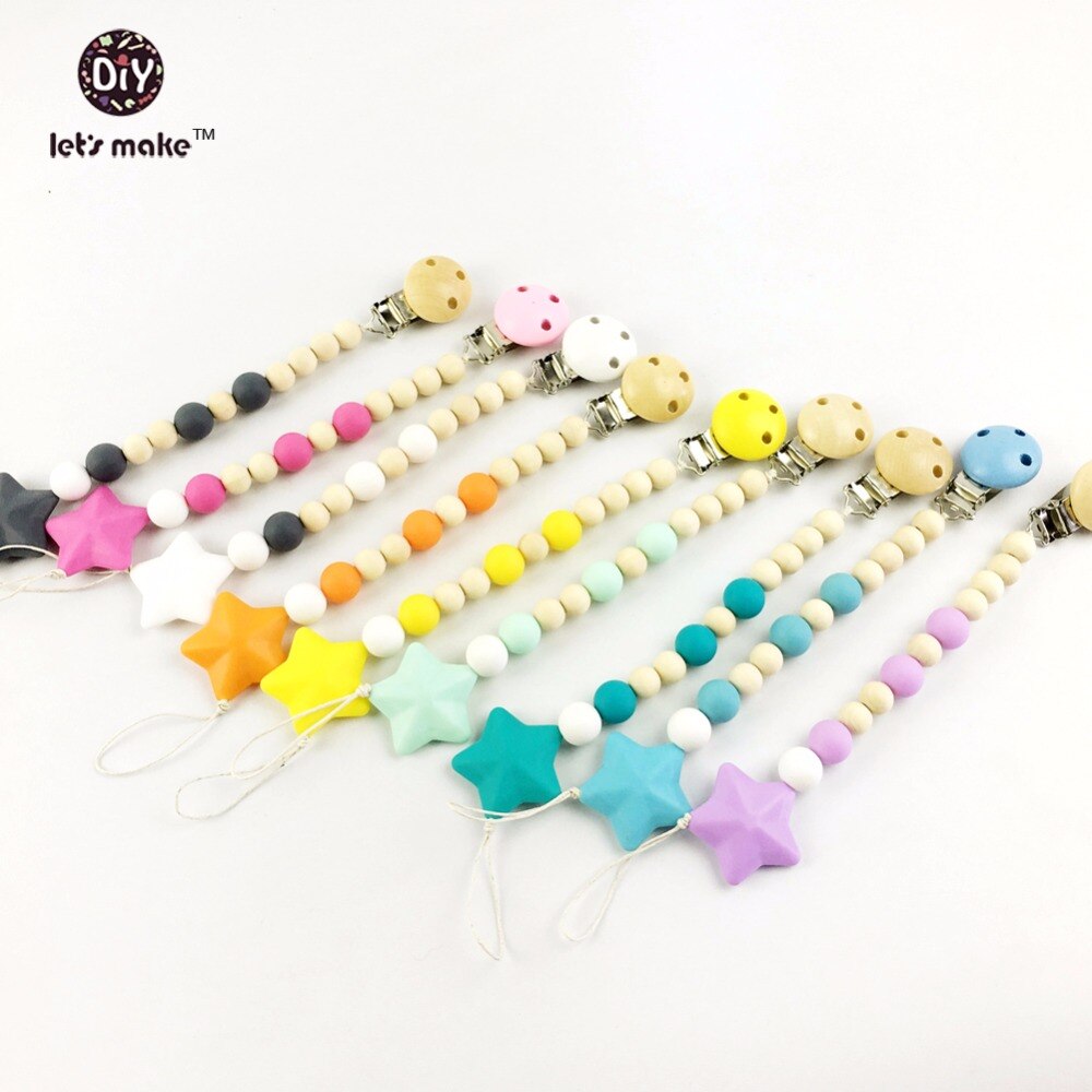 Faisons bébé jouet de dentition Silicone perles Silicone étoile en forme de bijoux pendentif 30 pièces 10 couleurs mélangées couleurs 40mm collier à faire soi-même
