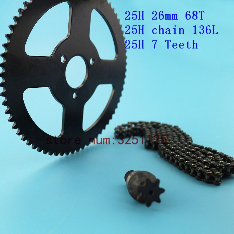 Mini Moto Drive System 25H 136L Links Loops Chain with Rear Sprocket 68T 26mm for 47cc 49cc Mini Pocket Bike ATV Quad