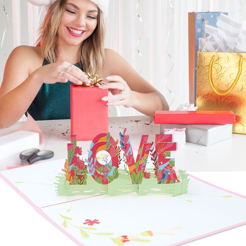 Valentines Day Greeting Cards 3D Romantic Wedding Invitations Cards Hollow Festival Card for Event Party Supplies