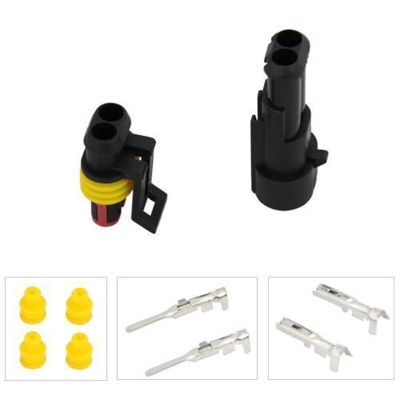 20 Set Car 2-Pin Way Sealed Waterproof Electrical Wire Auto Connector Plug Sealed Waterproof Connectors Kit