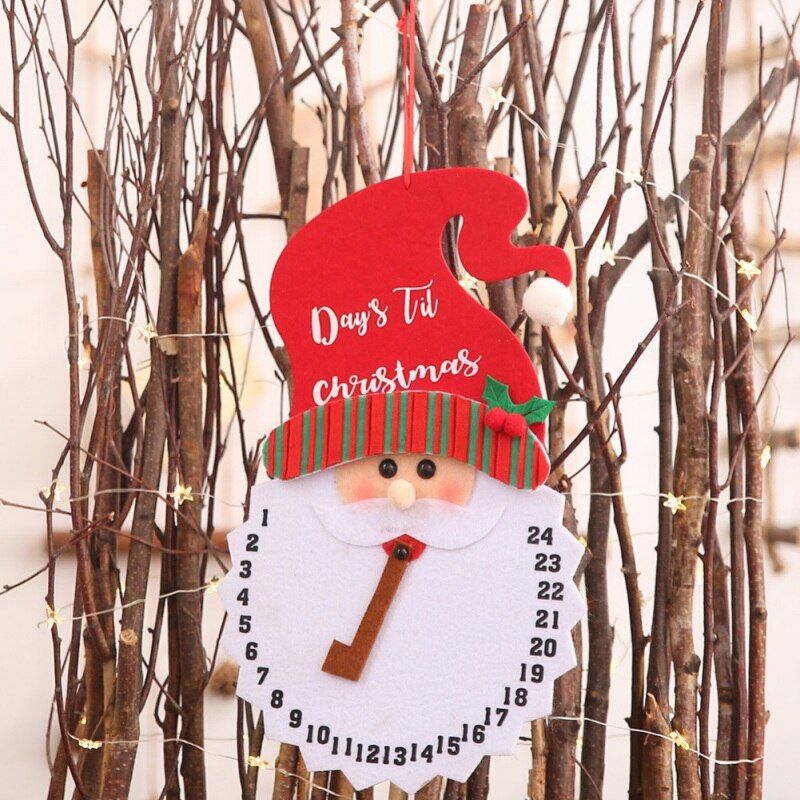 Non-Woven Santa Claus/Snowman Christmas Advent Countdown Clock Calendars Hanging Decorations