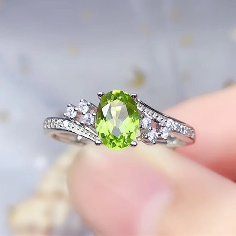 LeeChee peridoto naturale anello reale 925 argento sterlina del solido gioielli per le donne del regalo di anniversario verde gemstonge libera la nave