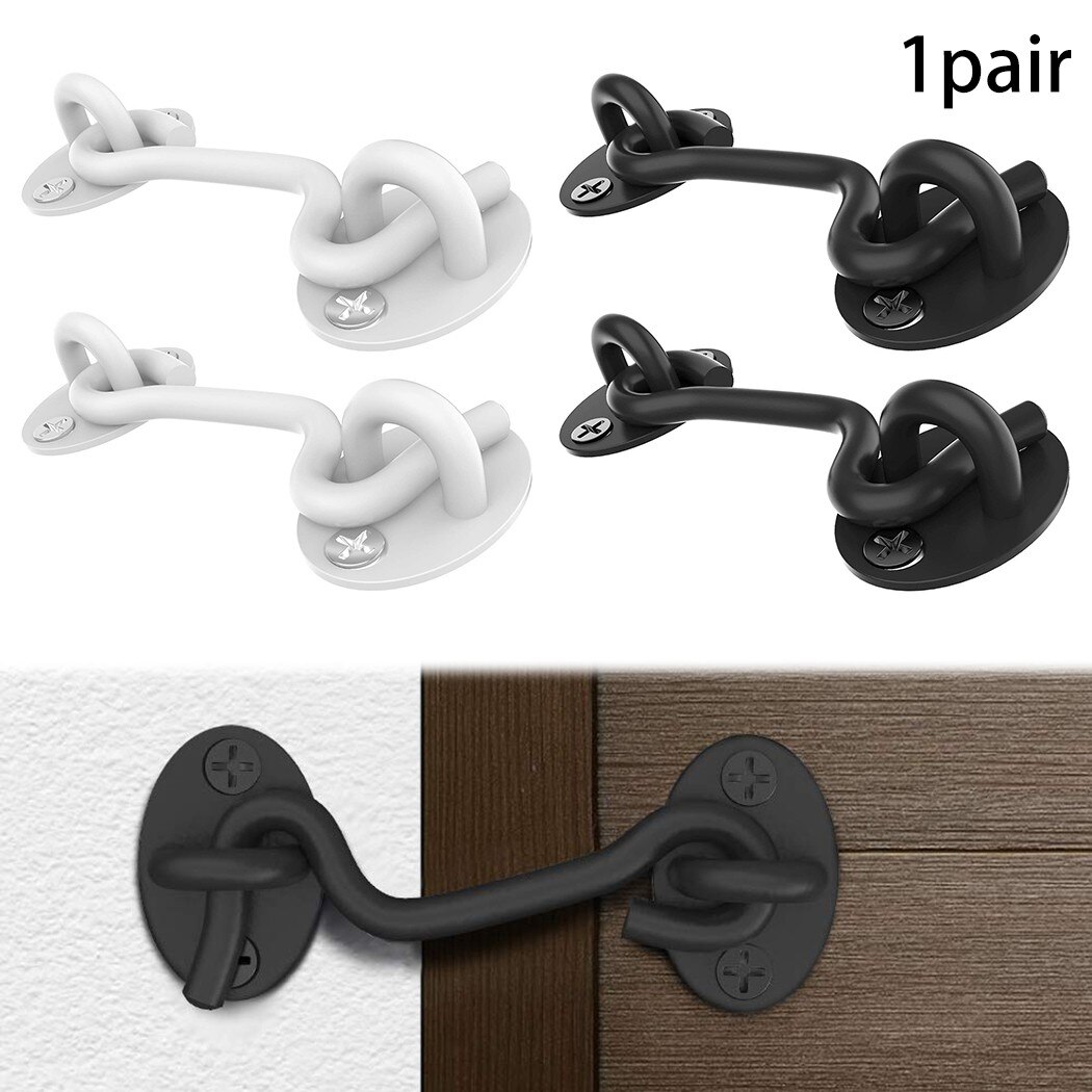 2Pcs 4 Inch Barn Door Latch 304 Stainless Steel With Rust-resistant Black Coating Cabin Hook Eye Latch Gate Door Swivel: black