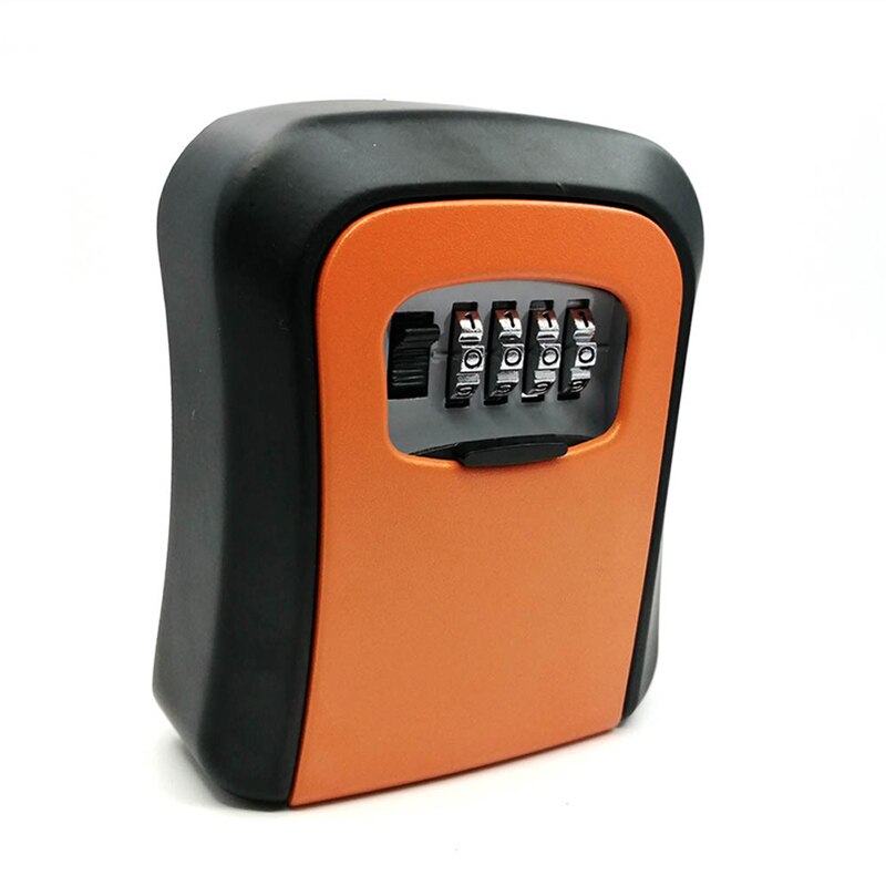 Key lock box wall-mounted plastic key safe weatherproof 4 combination key storage lock box for indoor and outdoor use: Alloy Orange