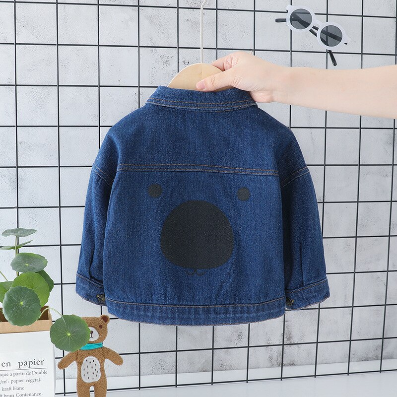 Frühling Revers Denim Baby Jungen Mantel freundlicher Langarm Strickjacke Cowboy Jacken Weiß Blau Kleinkind freundlicher lässig Oberbekleidung 1- 4 jahre